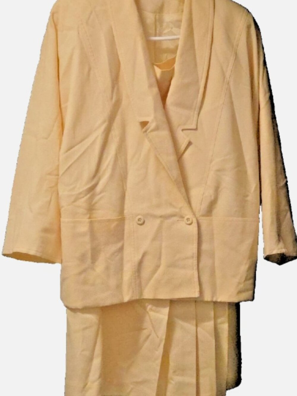 Vintage Cream Double-Breasted Women's Blazer Jacket and Skirt suit size 12